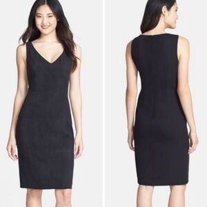 Vince Camuto Faux Suede V-Neck Midi Dress Navy Size 2
